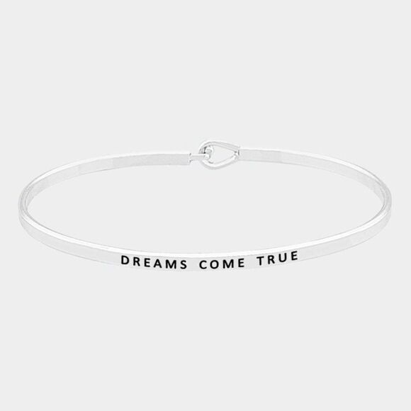 "Dreams Come True" Thin Silver Metal Hook Bracelet - Picture 1 of 5